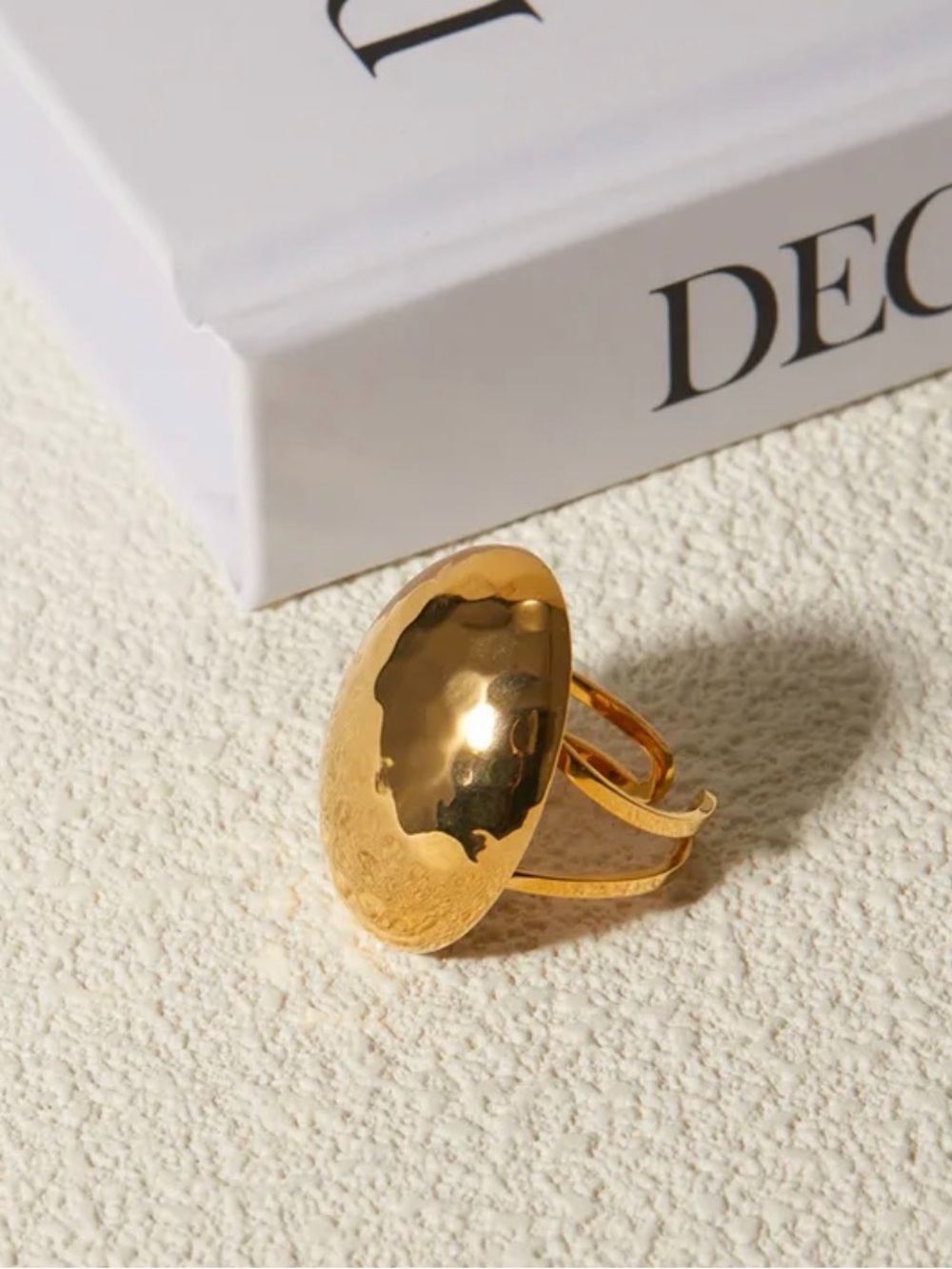 Gold Hammered Dome Adjustable Ring